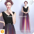 2016 Chic Elegant Chiffon Deep V Luxus Frauen Kleid bodenlangen Regenbogen Farbe Abendkleider für Großhandel